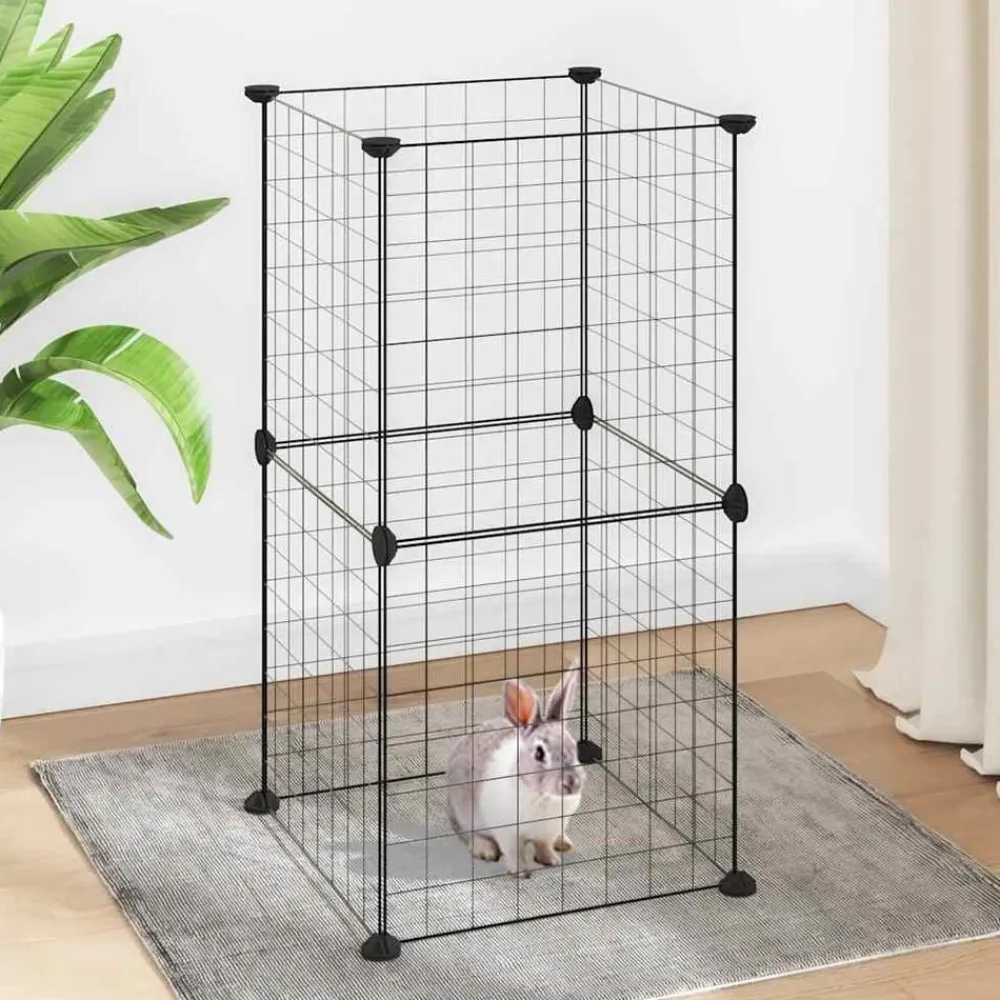 vidaXL Cage animaux de compagnie à 8 panneaux Noir 35x35 cm Acier