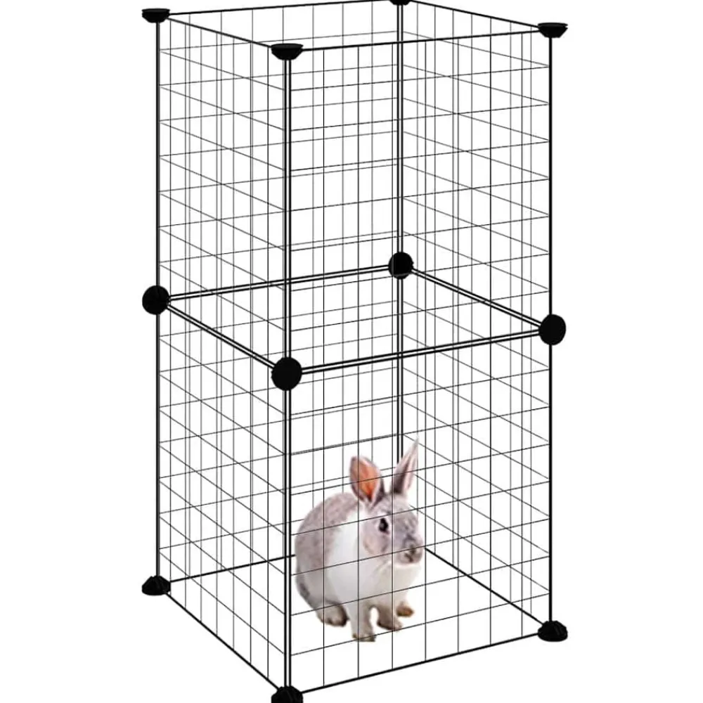 vidaXL Cage animaux de compagnie à 8 panneaux Noir 35x35 cm Acier
