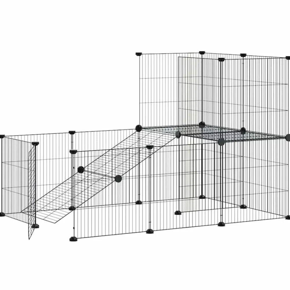 Articles Pour Animaux De Compagnie-vidaXL Cage animaux de compagnie à 20 panneaux et porte Noir 35x35 cm
