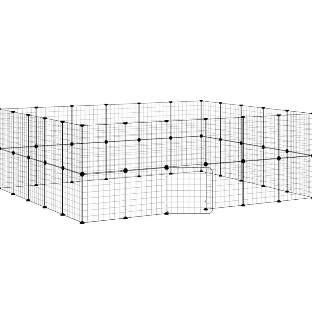 vidaXL Cage animaux de compagnie à 44 panneaux et porte Noir 35x35 cm