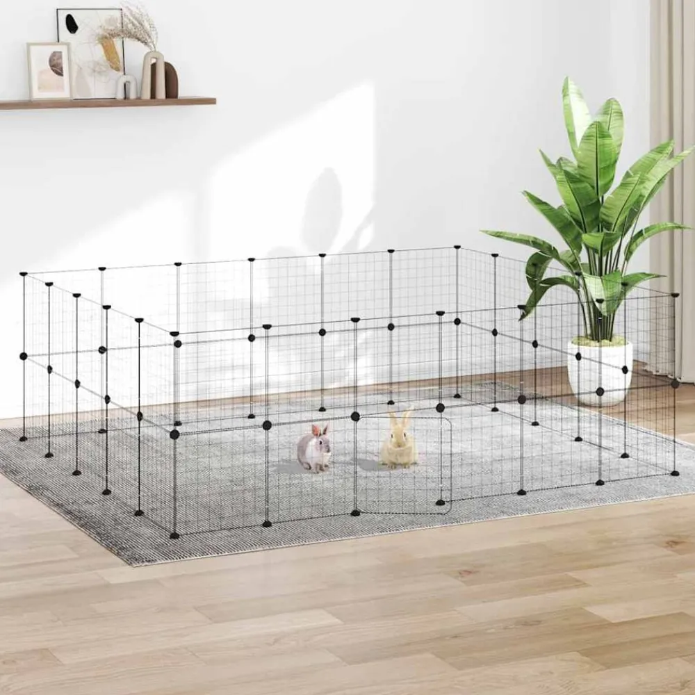 vidaXL Cage animaux de compagnie à 44 panneaux et porte Noir 35x35 cm