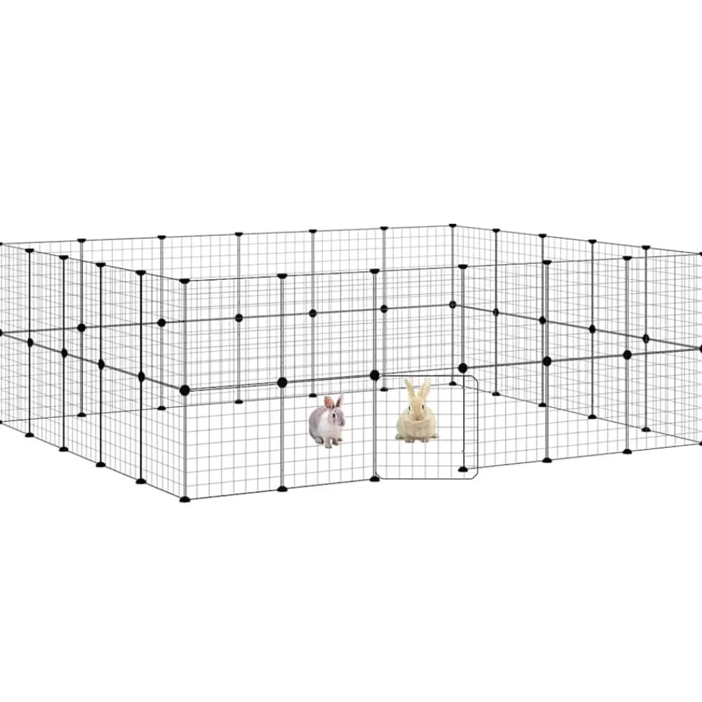 vidaXL Cage animaux de compagnie à 44 panneaux et porte Noir 35x35 cm