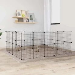 Articles Pour Animaux De Compagnie-vidaXL Cage animaux de compagnie à 36 panneaux et porte Noir 35x35 cm