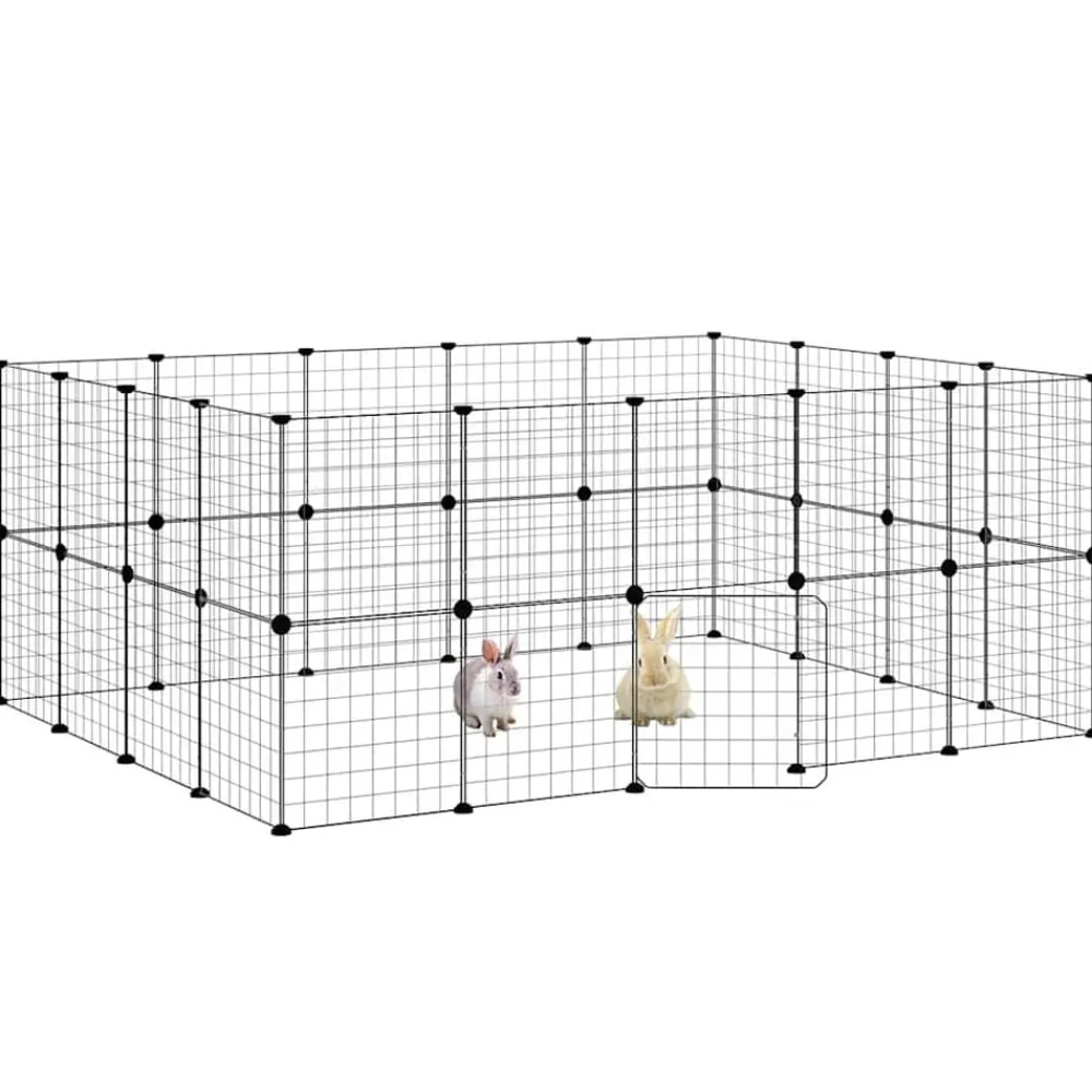 Articles Pour Animaux De Compagnie-vidaXL Cage animaux de compagnie à 36 panneaux et porte Noir 35x35 cm