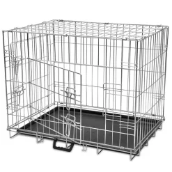 Articles Pour Animaux De Compagnie-vidaXL Cage métallique et pliable pour chiens M