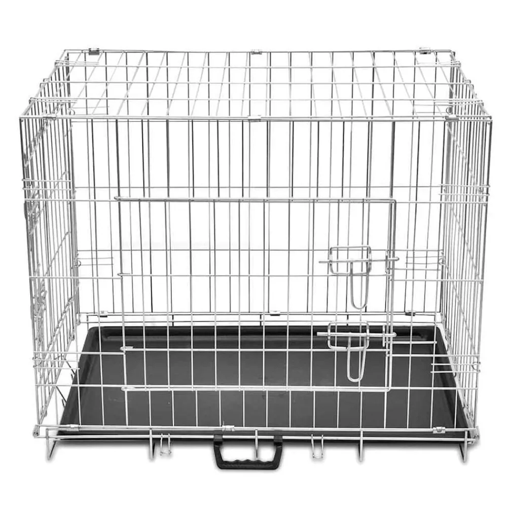 Articles Pour Animaux De Compagnie-vidaXL Cage métallique et pliable pour chiens M