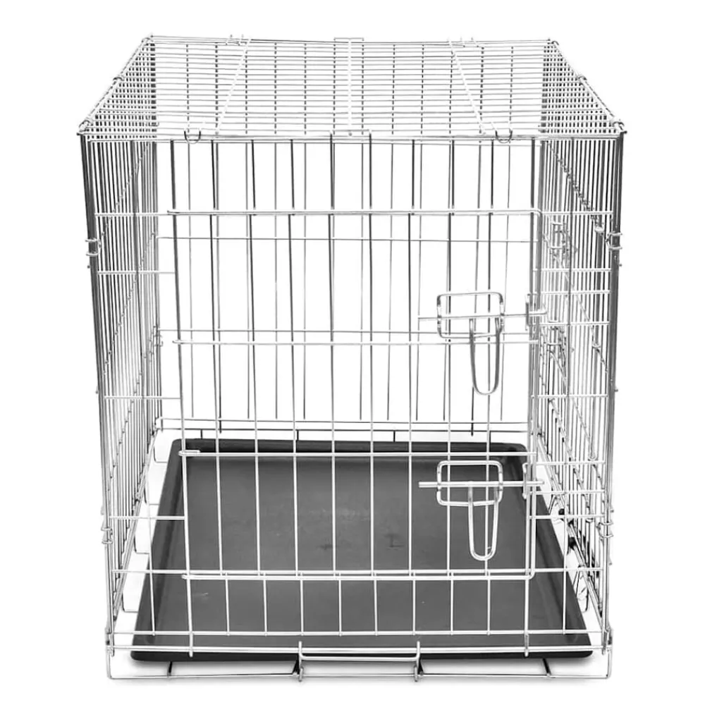 Articles Pour Animaux De Compagnie-vidaXL Cage métallique et pliable pour chiens M