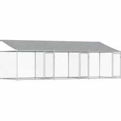 vidaXL Cage pour chien avec toit et portes gris 6x2x2m acier galvanisé