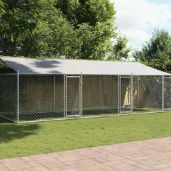 vidaXL Cage pour chien avec toit et portes gris 6x2x2m acier galvanisé