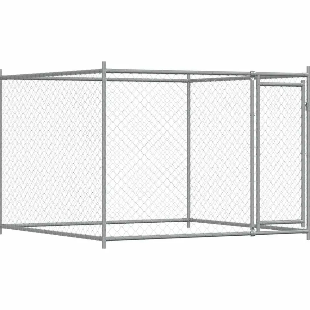 vidaXL Cage pour chien avec porte gris 2x2x1,5 m acier galvanisé