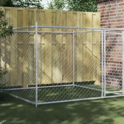 vidaXL Cage pour chien avec porte gris 2x2x1,5 m acier galvanisé