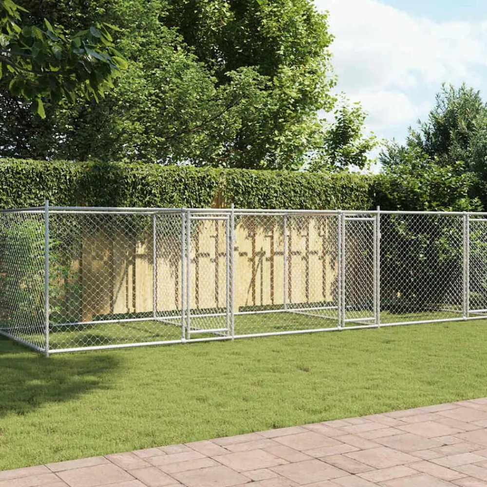 vidaXL Cage pour chien avec portes gris 6x2x1,5 m acier galvanisé