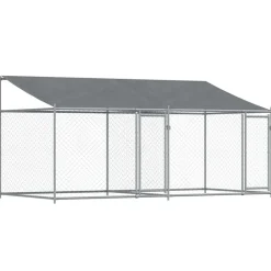 vidaXL Cage pour chien avec toit et portes gris 4x2x2m acier galvanisé