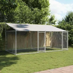 vidaXL Cage pour chien avec toit et portes gris 4x2x2m acier galvanisé