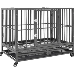 vidaXL Cage pour chiens avec roues Acier 92x62x76 cm