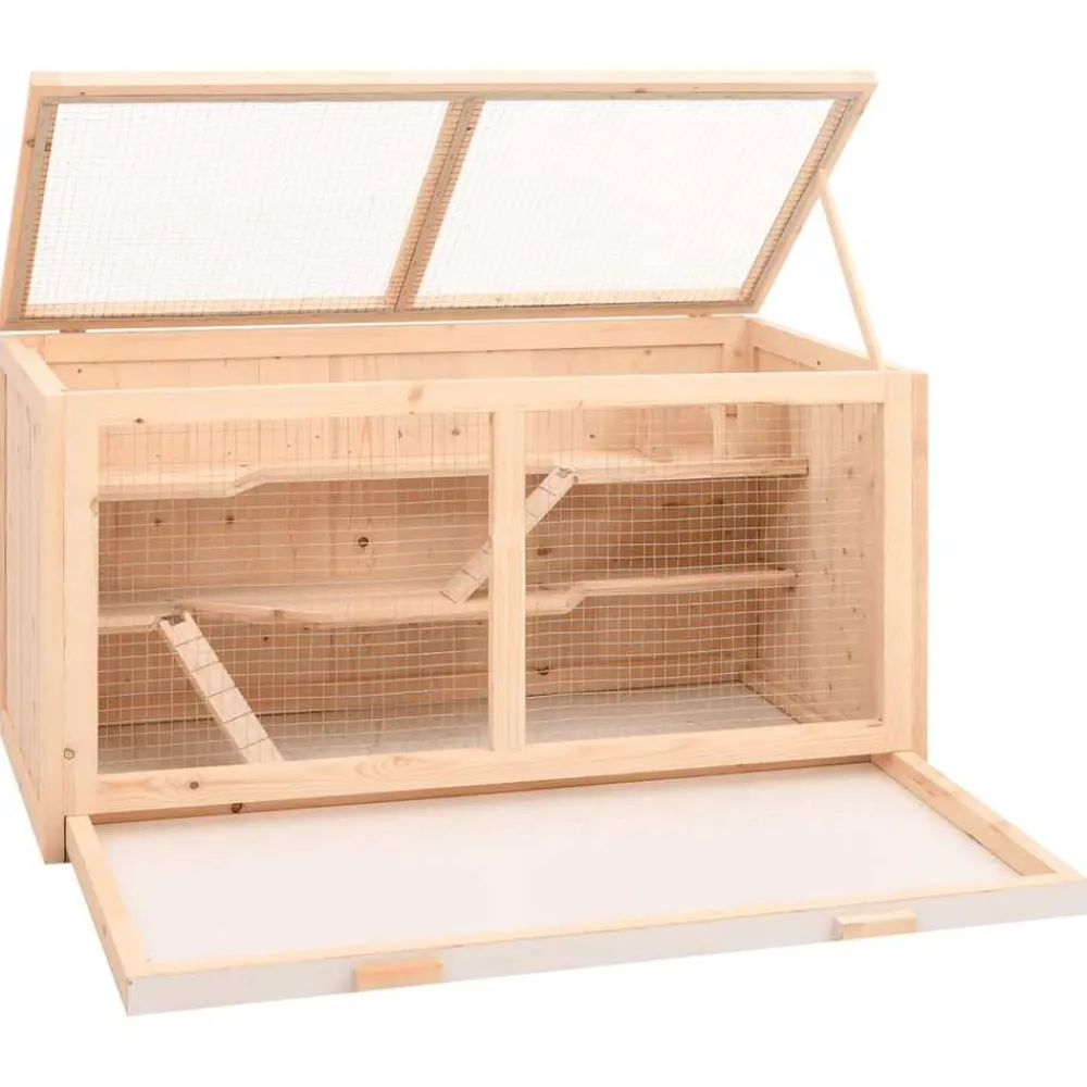 Articles Pour Animaux De Compagnie-vidaXL Cage pour hamster 104 x 52 x 54 cm Bois massif Sapin