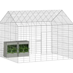 Articles Pour Animaux De Compagnie-vidaXL Cage pour lapins Argent 400 x 78 x 78 cm Acier galvanisé