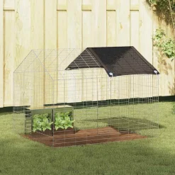 vidaXL Cage pour lapins Argent 400 x 78 x 78 cm Acier galvanisé
