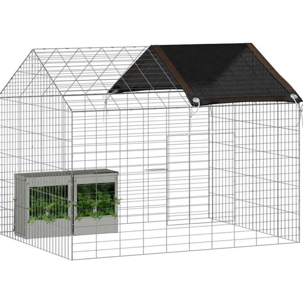 vidaXL Cage pour lapins Argent 400 x 78 x 78 cm Acier galvanisé