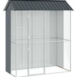 Articles Pour Animaux De Compagnie-vidaXL Cage pour oiseaux 215 x 110 x 247 cm Acier galvanisé Anthracite