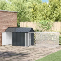 Articles Pour Animaux De Compagnie-vidaXL Cage pour oiseaux avec stockage Anthracite 416,5 x 103 x 142 cm