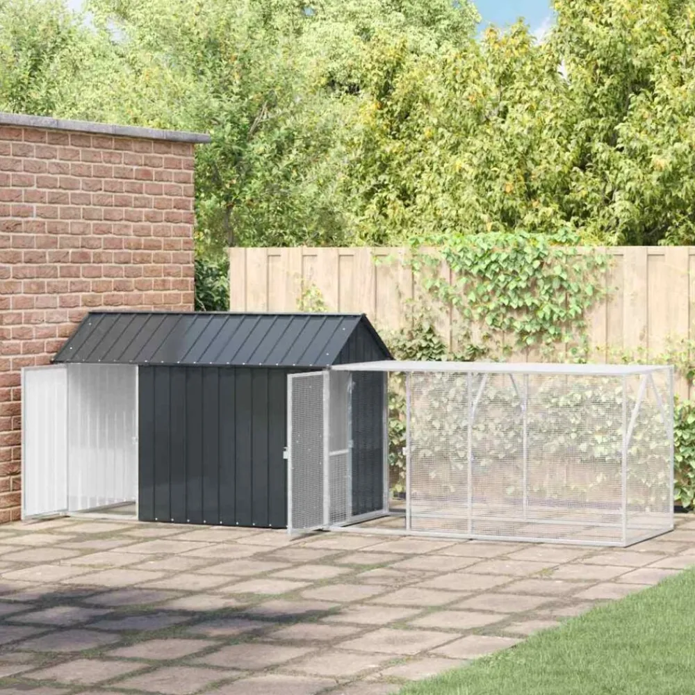 Articles Pour Animaux De Compagnie-vidaXL Cage pour oiseaux avec stockage Anthracite 416,5 x 103 x 142 cm