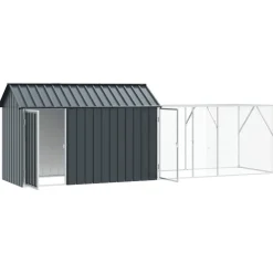 Articles Pour Animaux De Compagnie-vidaXL Cage pour oiseaux avec stockage Anthracite 416,5 x 103 x 142 cm