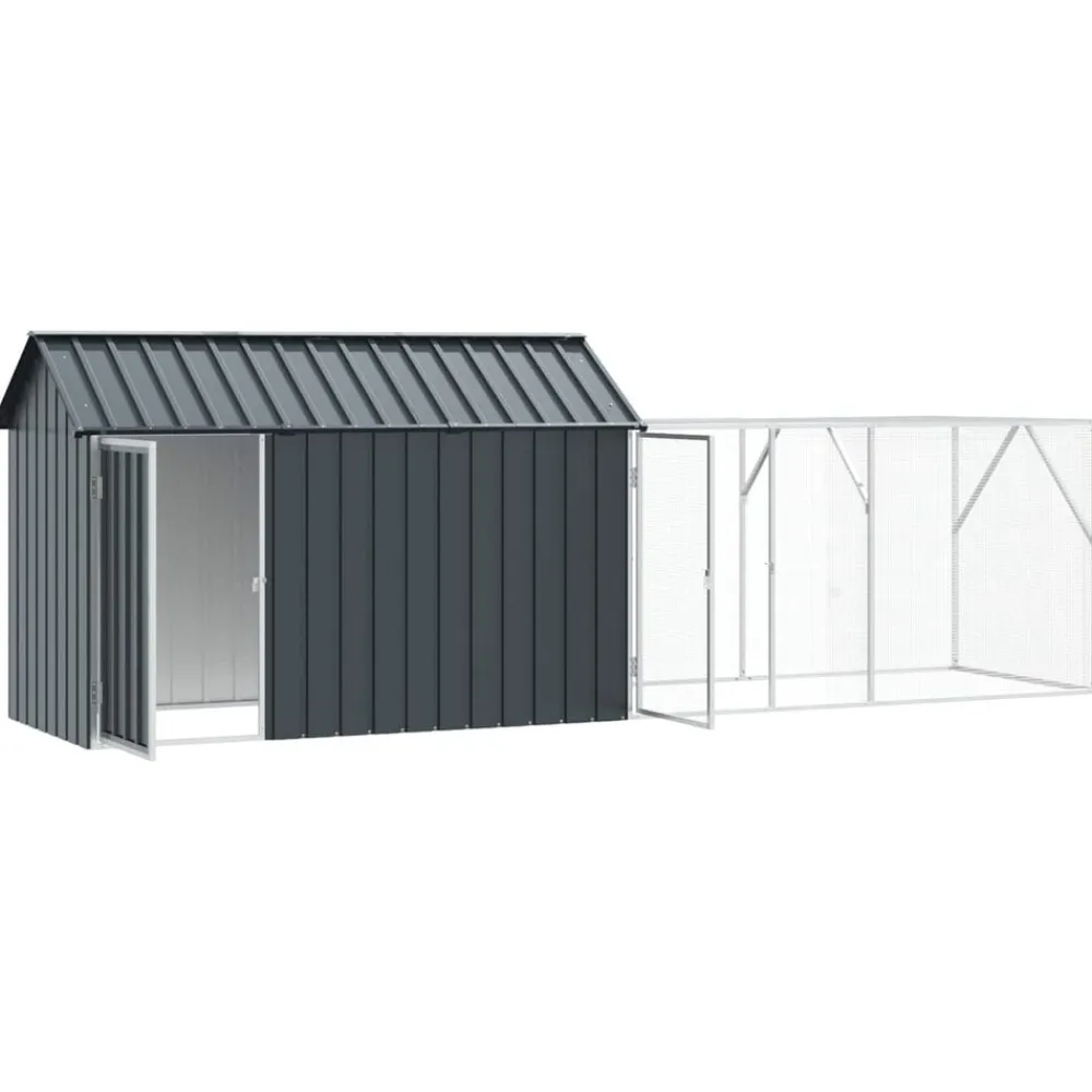 Articles Pour Animaux De Compagnie-vidaXL Cage pour oiseaux avec stockage Anthracite 416,5 x 103 x 142 cm