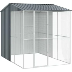 Articles Pour Animaux De Compagnie-vidaXL Cage pour oiseaux 215 x 310 x 247 cm Acier galvanisé Anthracite