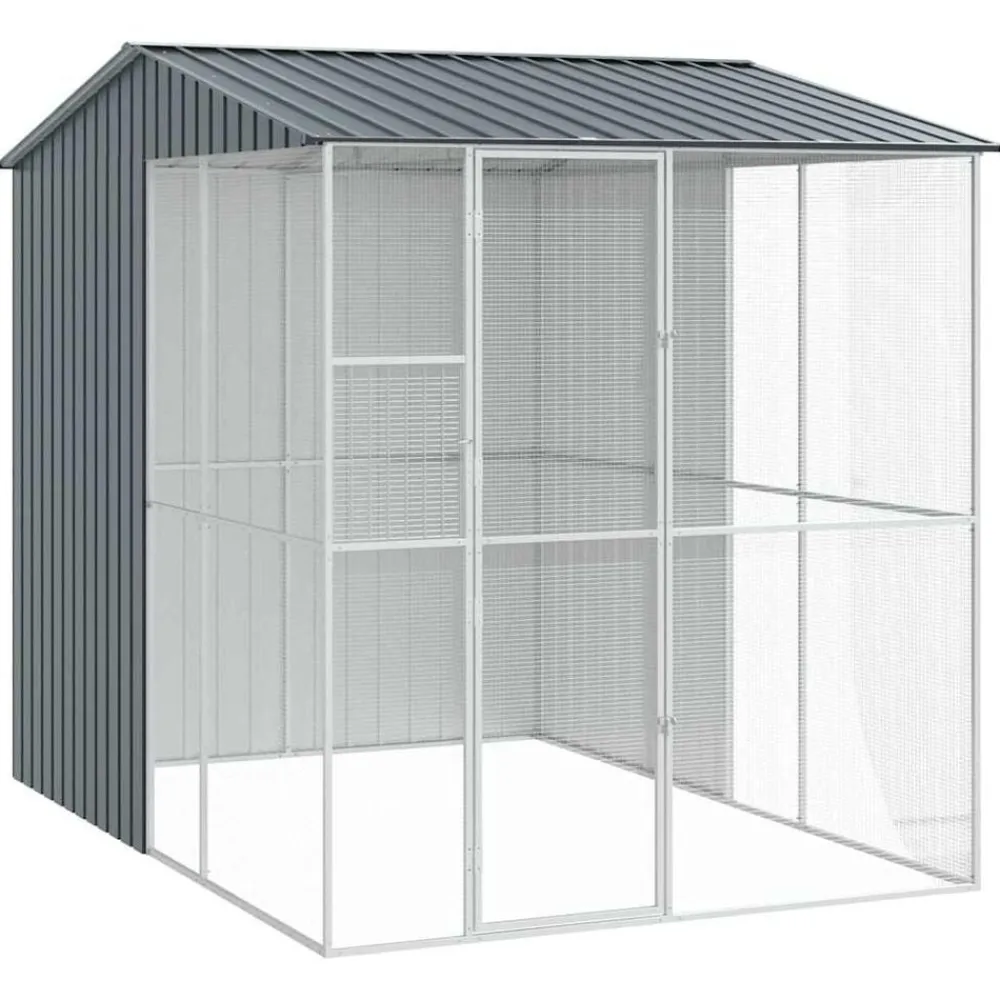 Articles Pour Animaux De Compagnie-vidaXL Cage pour oiseaux 215 x 310 x 247 cm Acier galvanisé Anthracite