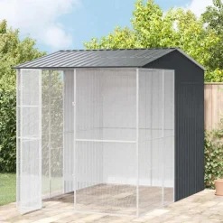 Articles Pour Animaux De Compagnie-vidaXL Cage pour oiseaux 215 x 310 x 247 cm Acier galvanisé Anthracite