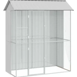 Articles Pour Animaux De Compagnie-vidaXL Cage pour oiseaux 215 x 110 x 247 cm Acier galvanisé Gris