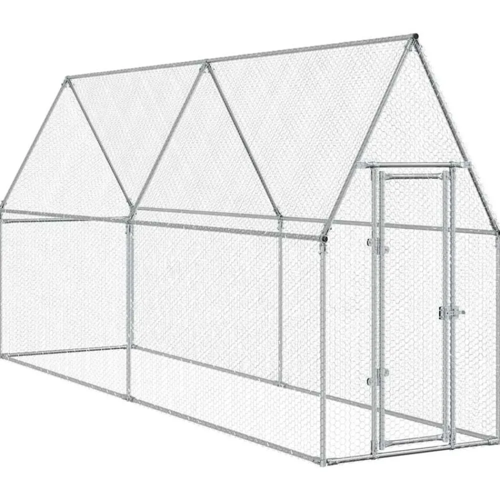vidaXL Cage pour poules argenté 100x100x190 cm acier galvanisé
