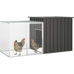 Articles Pour Animaux De Compagnie-vidaXL Cage pour poules 200x91x100 cm Acier galvanisé Anthracite