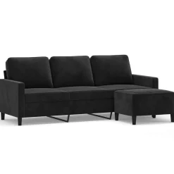 vidaXL Canapé à 3 places avec repose-pieds 180 cm Velours