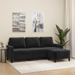 vidaXL Canapé à 3 places avec repose-pieds 180 cm Velours