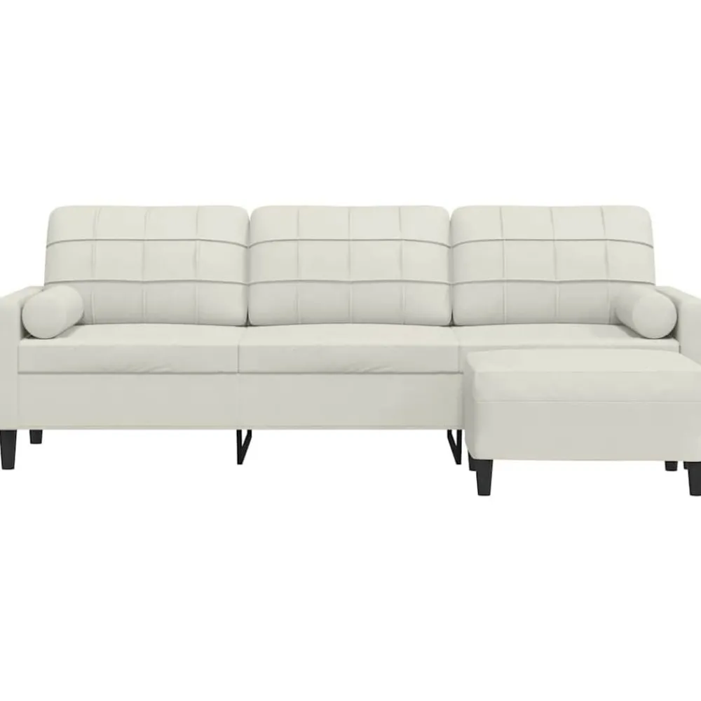 vidaXL Canapé à 3 places avec repose-pieds Crème 210 cm Velours