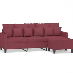 vidaXL Canapé à 3 places avec repose-pieds 180 cm Tissu