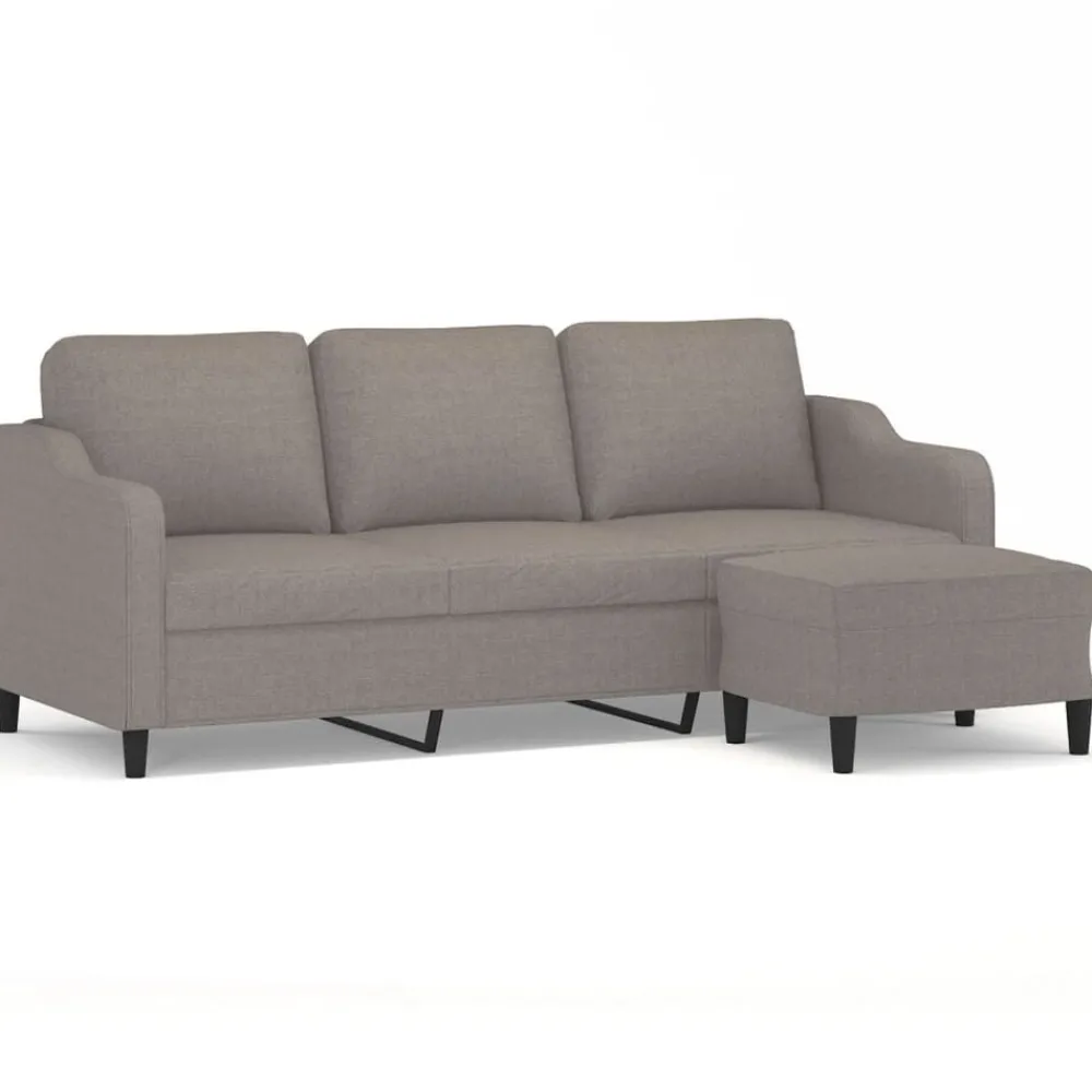 Canapés-vidaXL Canapé à 3 places avec repose-pieds 180 cm Tissu Taupe