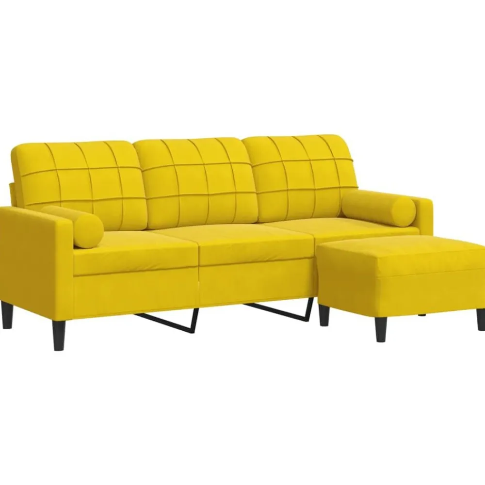 vidaXL Canapé à 3 places avec repose-pieds 180 cm velours