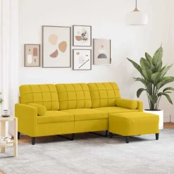 vidaXL Canapé à 3 places avec repose-pieds 180 cm velours