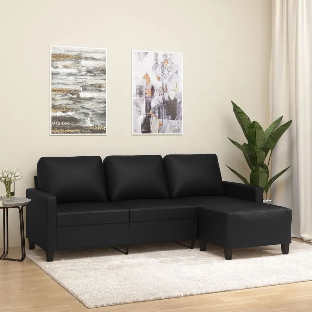 vidaXL Canapé à 3 places avec repose-pieds 180 cm Similicuir