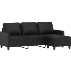 vidaXL Canapé à 3 places avec repose-pieds 180 cm Similicuir