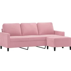 Canapés-vidaXL Canapé à 3 places avec repose-pieds 180 cm Velours Rose