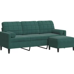 vidaXL Canapé à 3 places avec repose-pieds 180 cm Velours