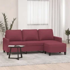 vidaXL Canapé à 3 places avec repose-pieds 180 cm Tissu