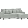 Canapés-vidaXL Canapé à 3 places avec repose-pieds Gris foncé 180 cm Velours