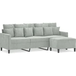 Canapés-vidaXL Canapé à 3 places avec repose-pieds Gris foncé 180 cm Velours