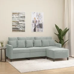 Canapés-vidaXL Canapé à 3 places avec repose-pieds Gris foncé 180 cm Velours