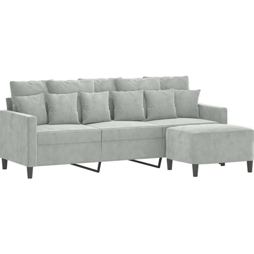 Canapés-vidaXL Canapé à 3 places avec repose-pieds Gris foncé 180 cm Velours